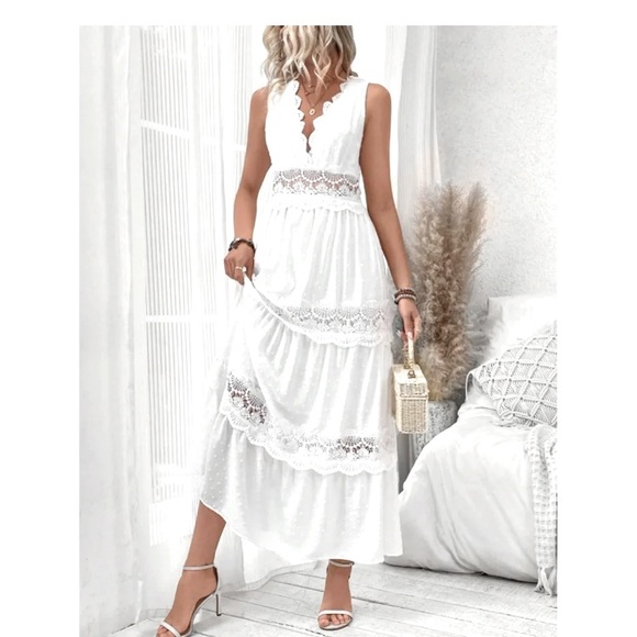 Boho Beach Hut White Maxi Dress - Picture 1 of 4
